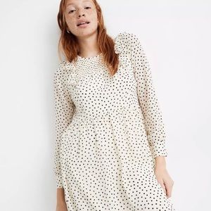 Madewell - Smocked Ruffle Shoulder Midi Dress in Inkbrush Dots